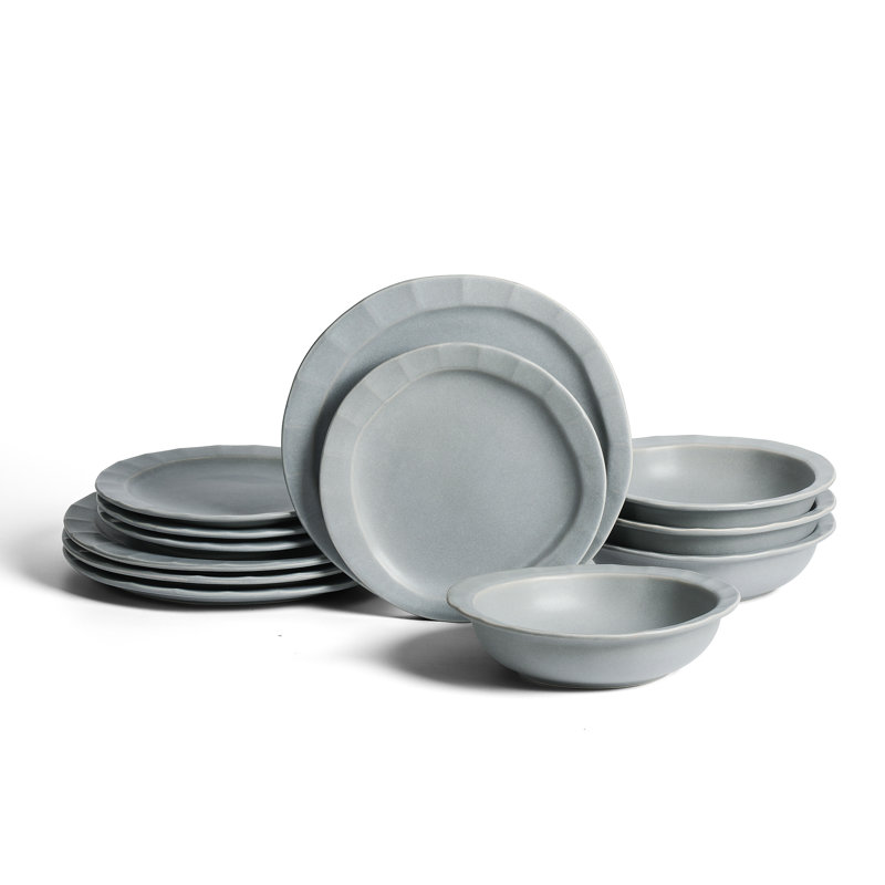 Stone Lain Oasis 12-Piece Dinnerware Set Stoneware, Blue