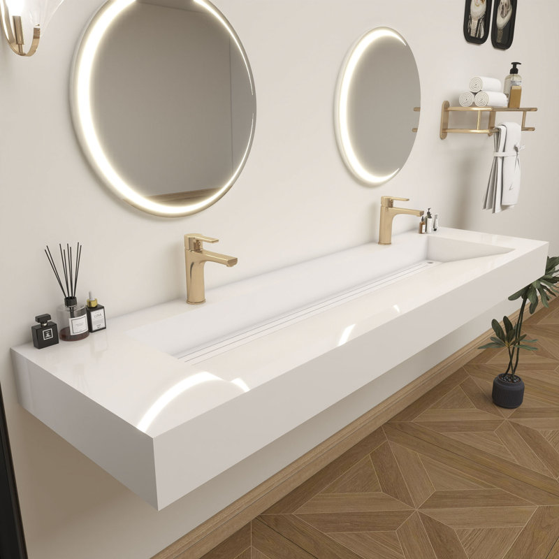 Jessica 71'' Acrylic Double Bathroom Vanity Top with Sink