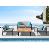 Elle 4 Piece Teak Sofa Seating Group with Cushions