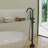 Single-Hole 316 Stainless Steel Thermostatic Freestanding Tub Filler with Hand Shower-122595904