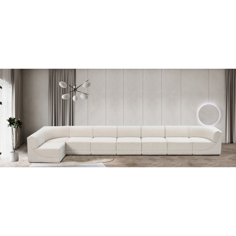Canapé modulaire rembourré 8 pièces Ollie, Tissu crème bouclé