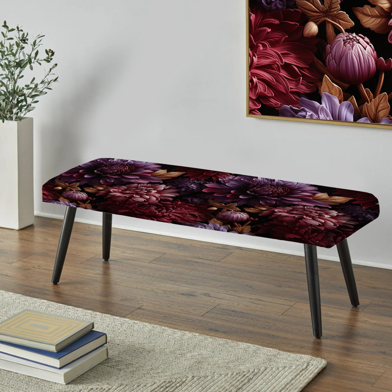 Banc rembourré damassé royal Royal Purple Peony Garden Grace