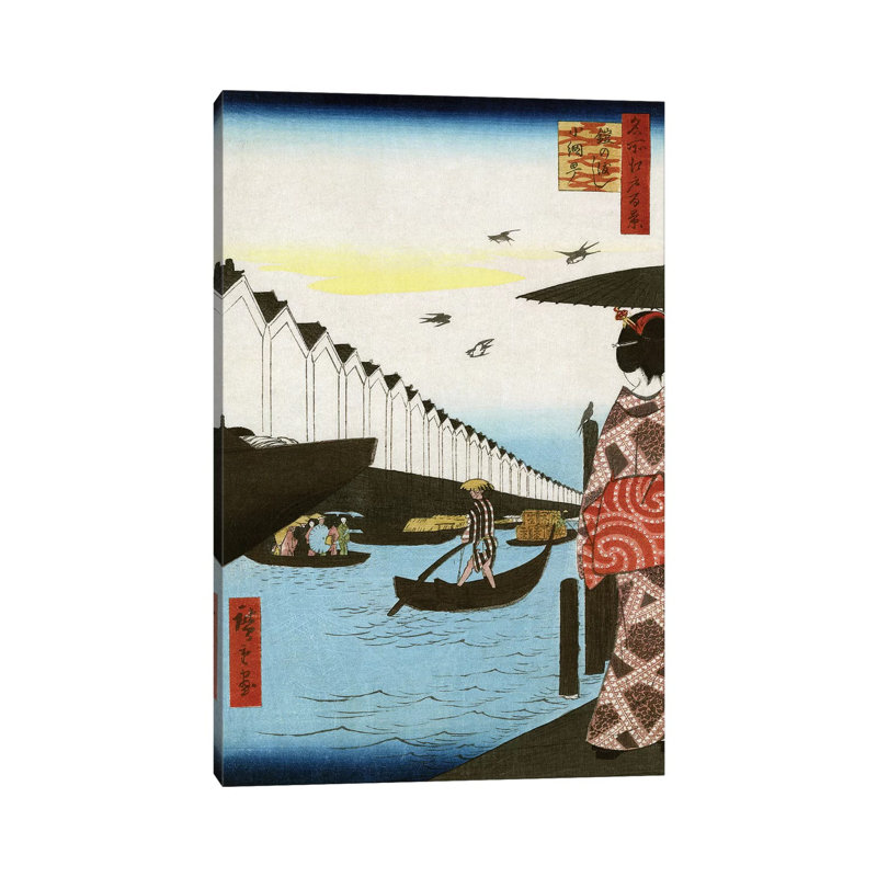 Hiroshige: Waterfront, 1857 by Ando Hiroshige - Wrapped Canvas Painting, 101.6 cm H x 66.04 cm W x 1.91 cm D