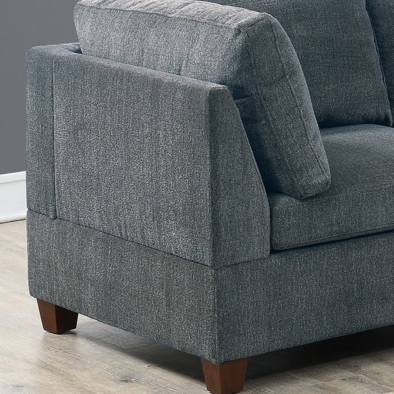 Meuble de salon modulaire chenille gris modulaire 6 pièces ensemble canapé modulaire d'angle 3X coin coin 2X chaises sans accoudoirs et 1 x contreplaqué