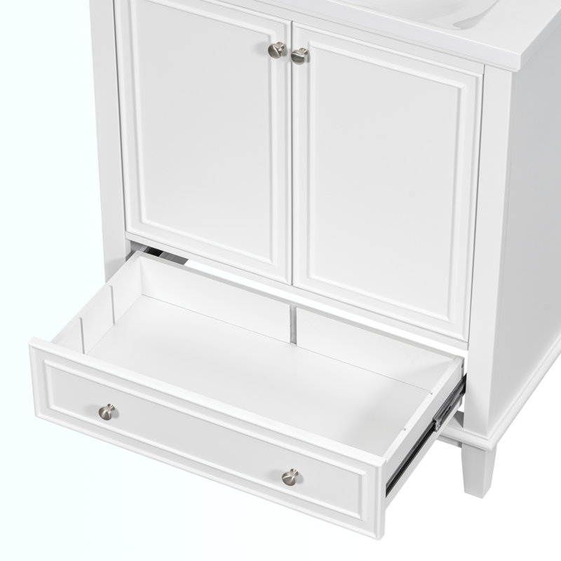 Shritan 30'' Single Bathroom Vanity with Ceramic Top, White
