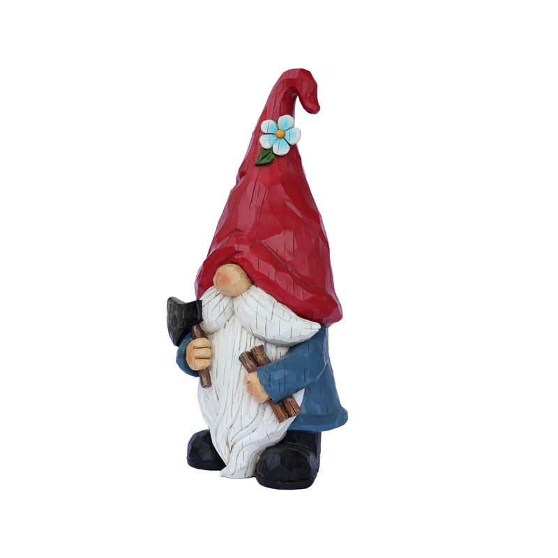 14in Garden Gnome Chopping Wood