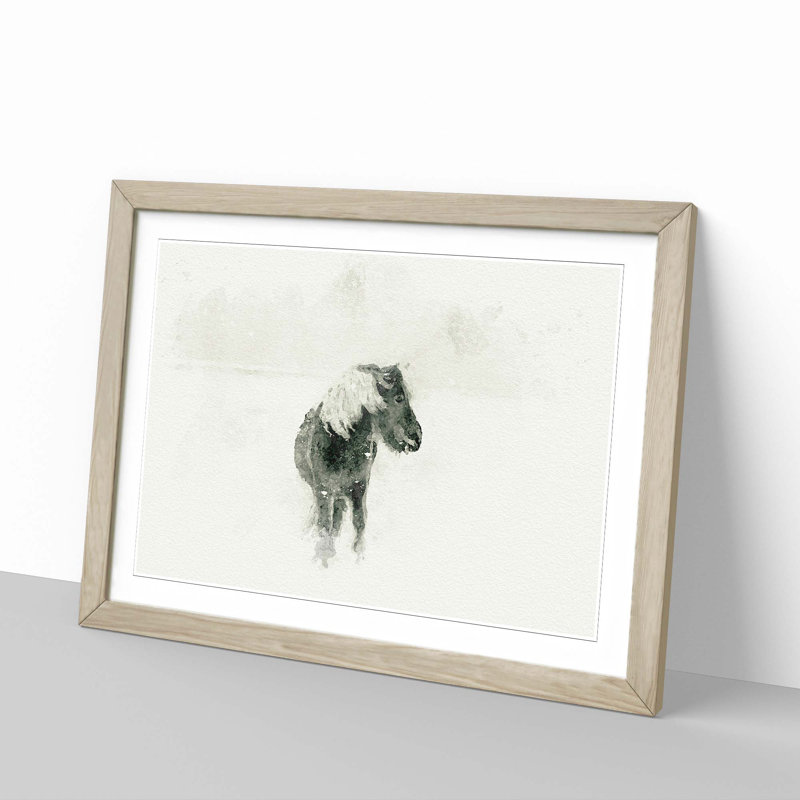 Wild Horse in Iceland in Abstract - Framed Print, Oak, 50cm H x 76cm W x 2cm D