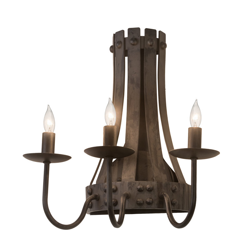 Rustic Lodge Steel Candle Wall Light