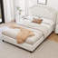 Grand lit tapissier avec tête de lit en velours, sans sommier, bois massif, capacité de poids de 600 lb-1275001687-1275001686