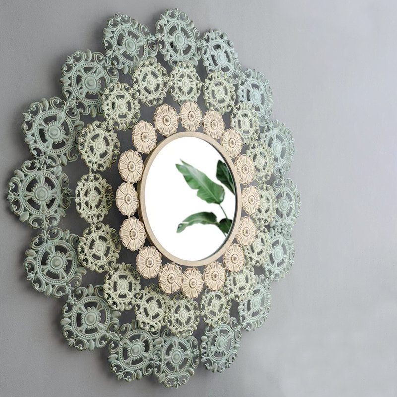 Décoration murale rétro avec miroir en fer