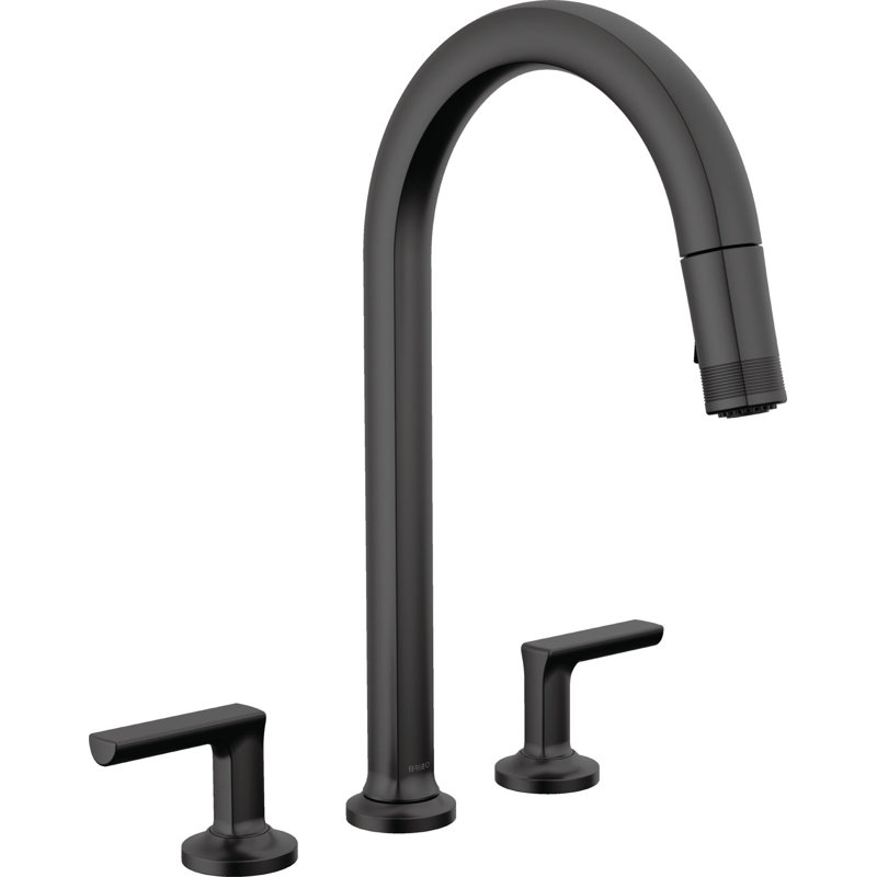 Kintsu® Widespread Pull-Down Faucet With Arc Spout, Lever Handle, Matte Black
