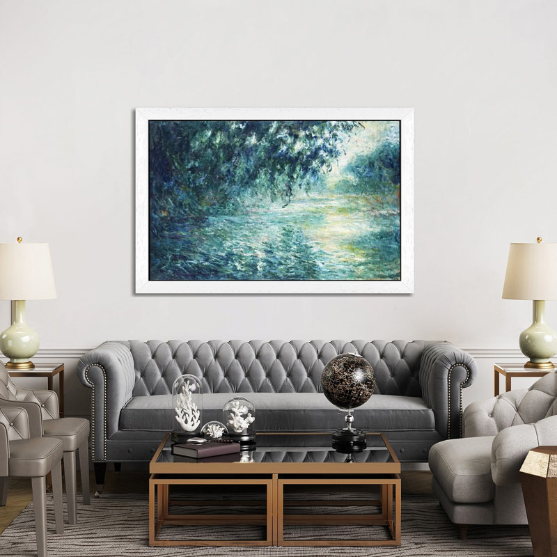 Claude Monet - Print on Canvas, White Framed, 101.6 cm H x 66.04 cm W