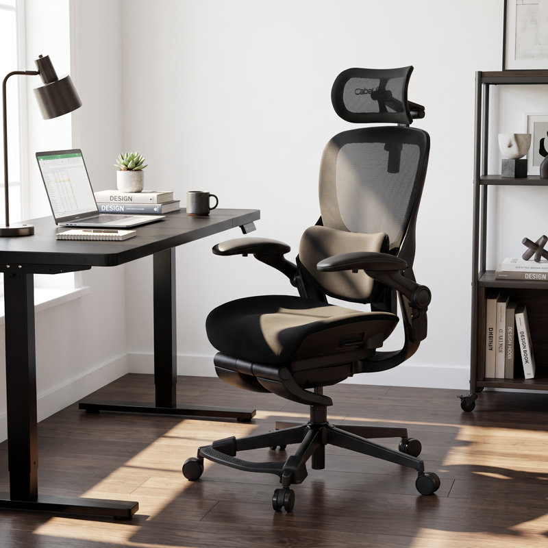 Chaise de bureau ergonomique noire Cablady, Noir
