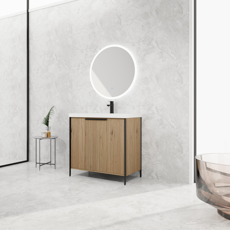 Meuble-lavabo autoportant avec lavabo en résine