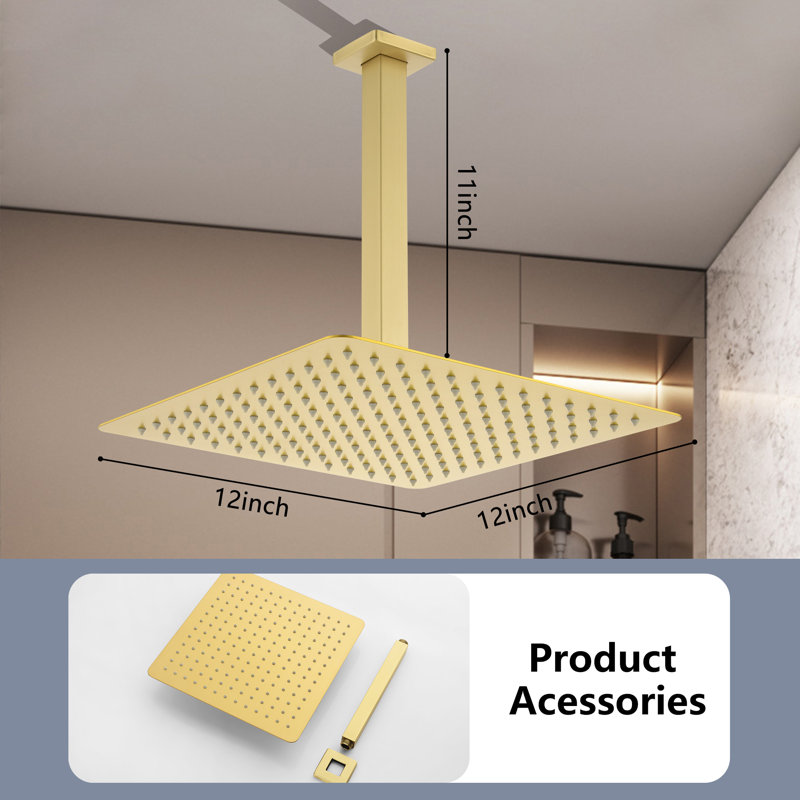 Rain Fixed Shower Head, Brushed Gold
