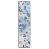 Washable Sasha Floral Cream Blue Washable Rug 2.5X7