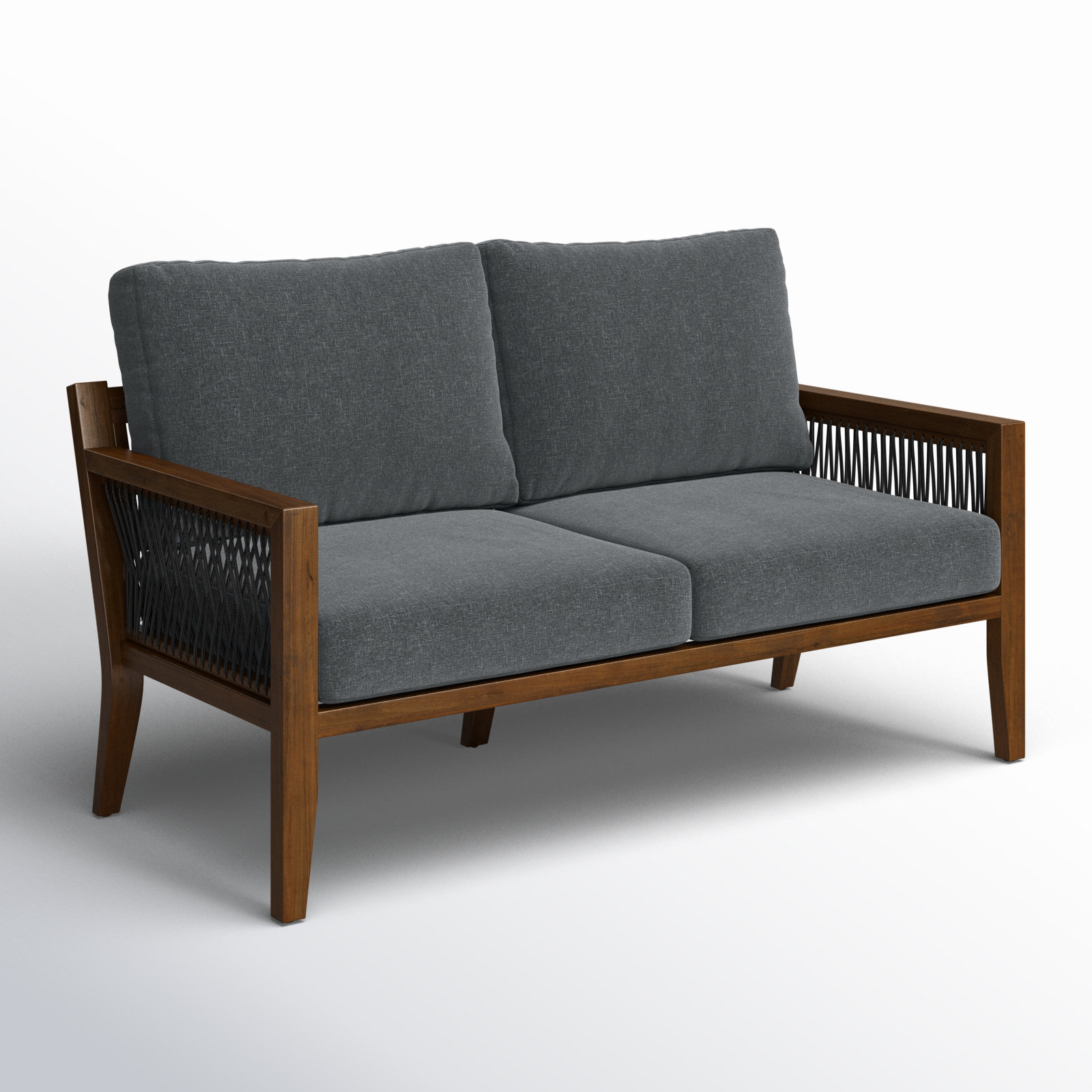 Parklawn 56" Patio Loveseat, Gray, Dark Brown Wood