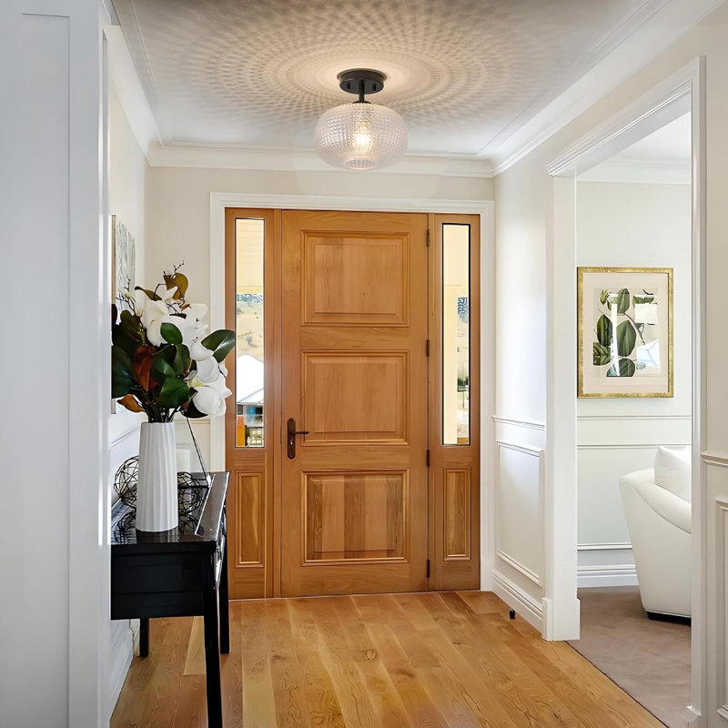 Hammer Patterned Spherical Ceiling Light Fixture