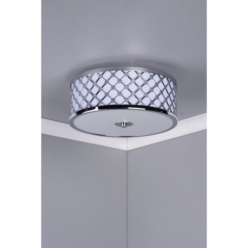 Andrasta Glass Flush Mount, Polished Chrome