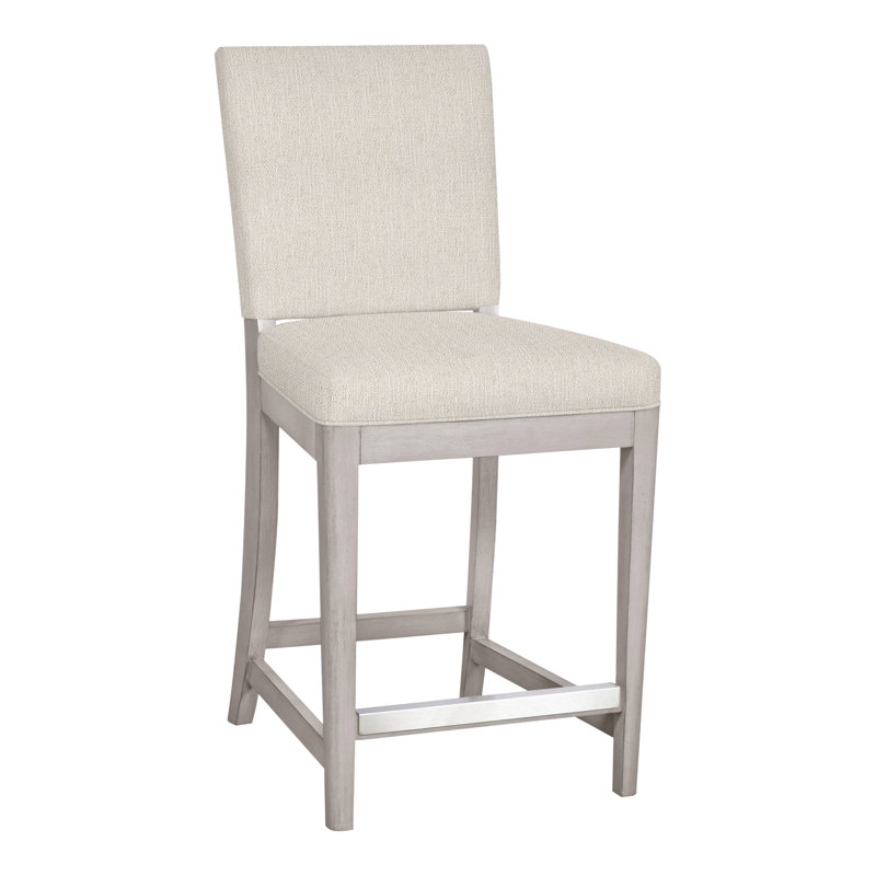 Juliet Upholstered Bar Stool with Solid Wood Frame, Instant Parchment, Dove Gray