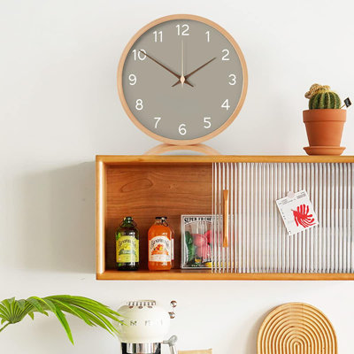 Table Clock - Silent Non-Ticking 8In Wooden Timepiece Desk Clock Perfect For Living Room Office Bedroom Decor(Grey)