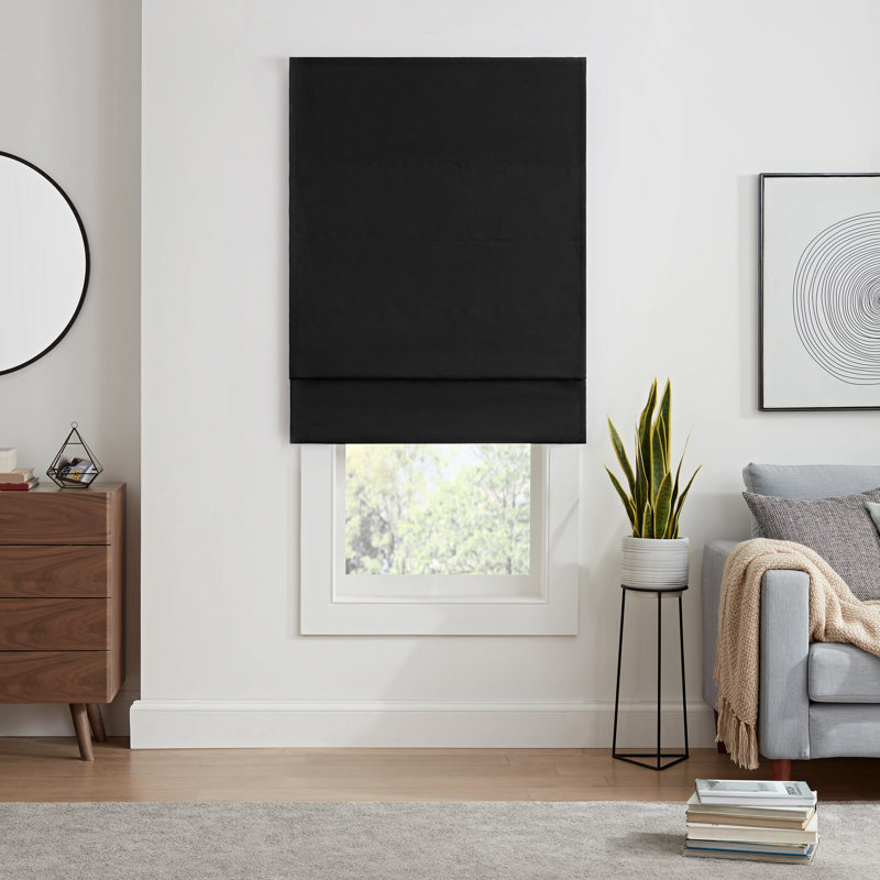 Blackout Roman Shade, Black, 31"W x 64"L