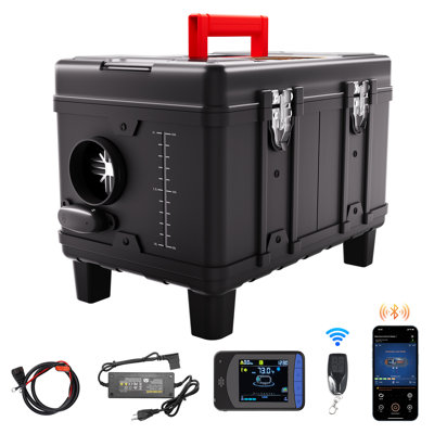 Chauffage d'air diesel 8 kW, 12 V/24 V tout-en-un avec contrôle par application Bluetooth, télécommande, écran d'affichage, alarme de CO, chauffage rapide pour véhicules et garages