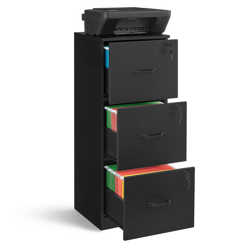Fyllia 40 cm W 3 -Drawer Mobile Filing Cabinet, Black