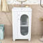 Meuble-lavabo autoportant avec lavabo en céramique, tablette réglable et armoire de rangement-1802026376