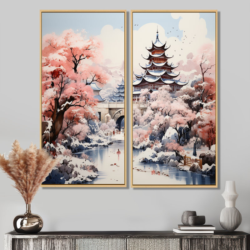 Art chinois sur la route de la soie V - Art populaire chinois, H 40 po x l 40 po, Impression encadrée flottante, Crème, crème