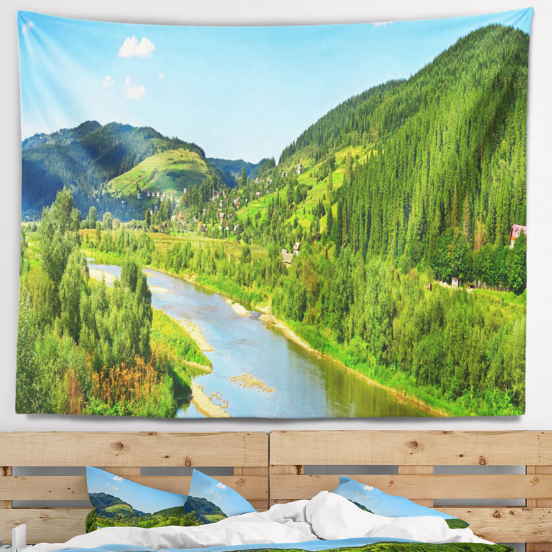 Tapisserie avec accessoires suspendus en polyester et river avec accessoires suspendus inclus, H 68 po x l 80 po