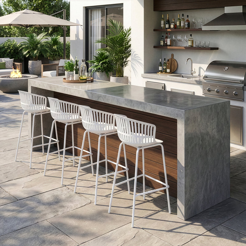 Korrah Counter Stool with Metal Frame, Bar Stool (30” Seat Height), White