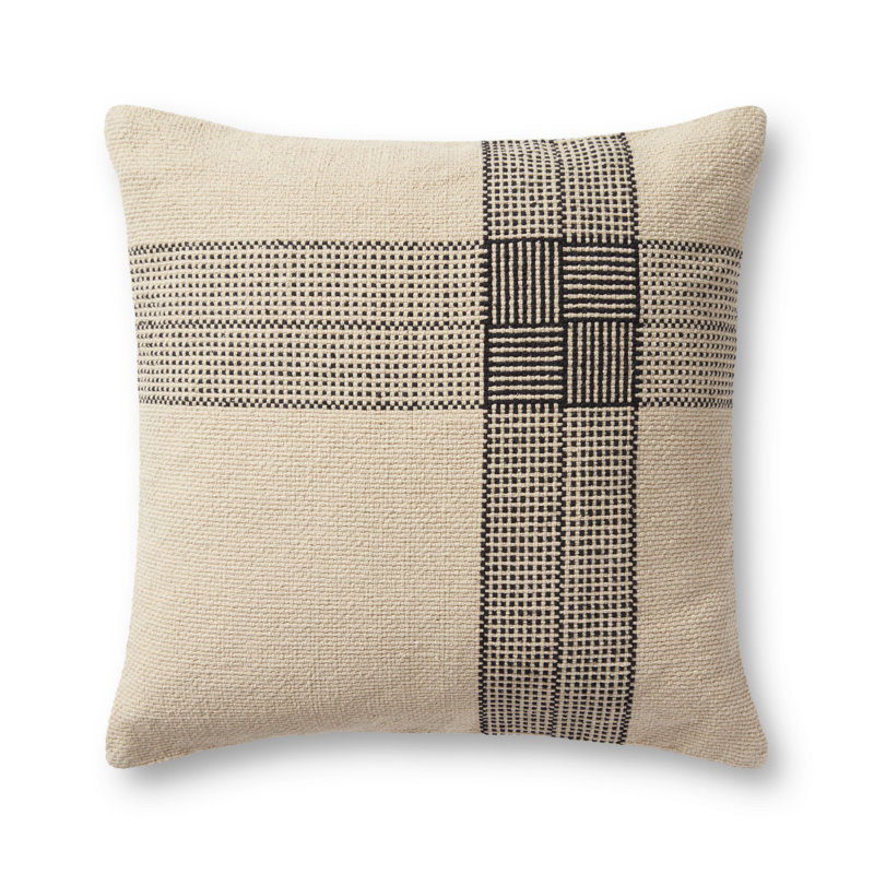 Cream and Terracotta Handwoven Cotton Accent Pillow, 22 inches