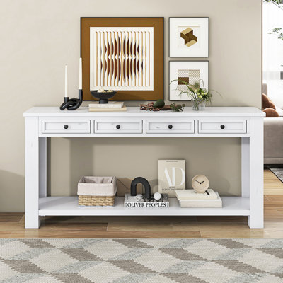 Console, canapé avec tiroirs de rangement et tablette inférieure, table de couloir