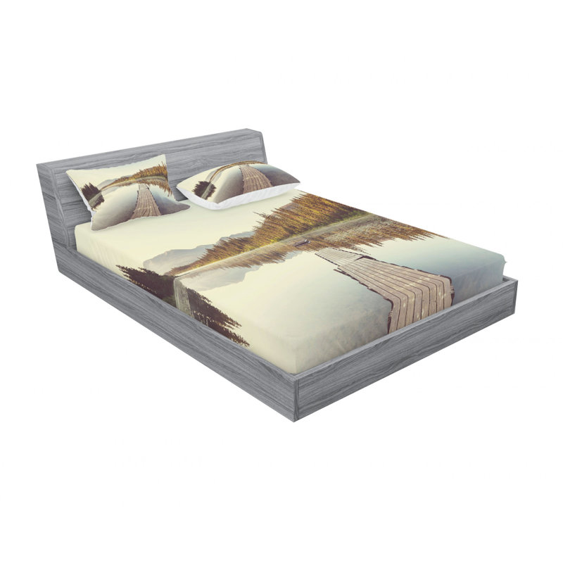 Ensemble de draps en bois sur l’ensemble de draps lake, Ensemble de drap pour grand lit avec drap-housse