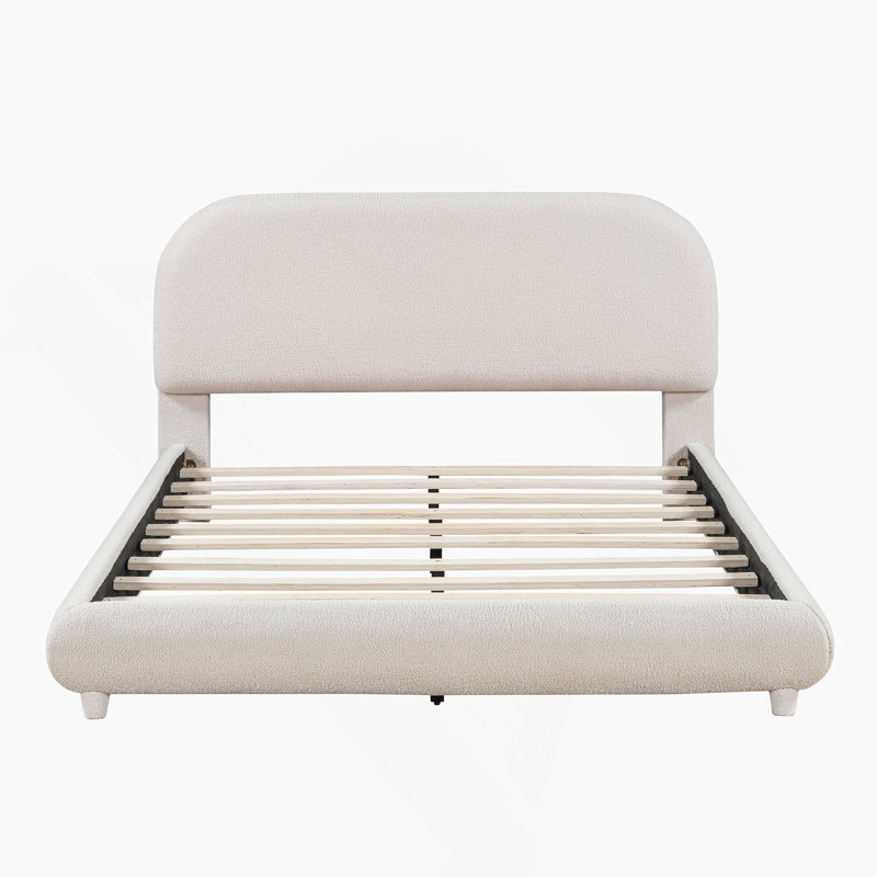 Teddy Fleece Curve-shaped Bed, Beige, Full