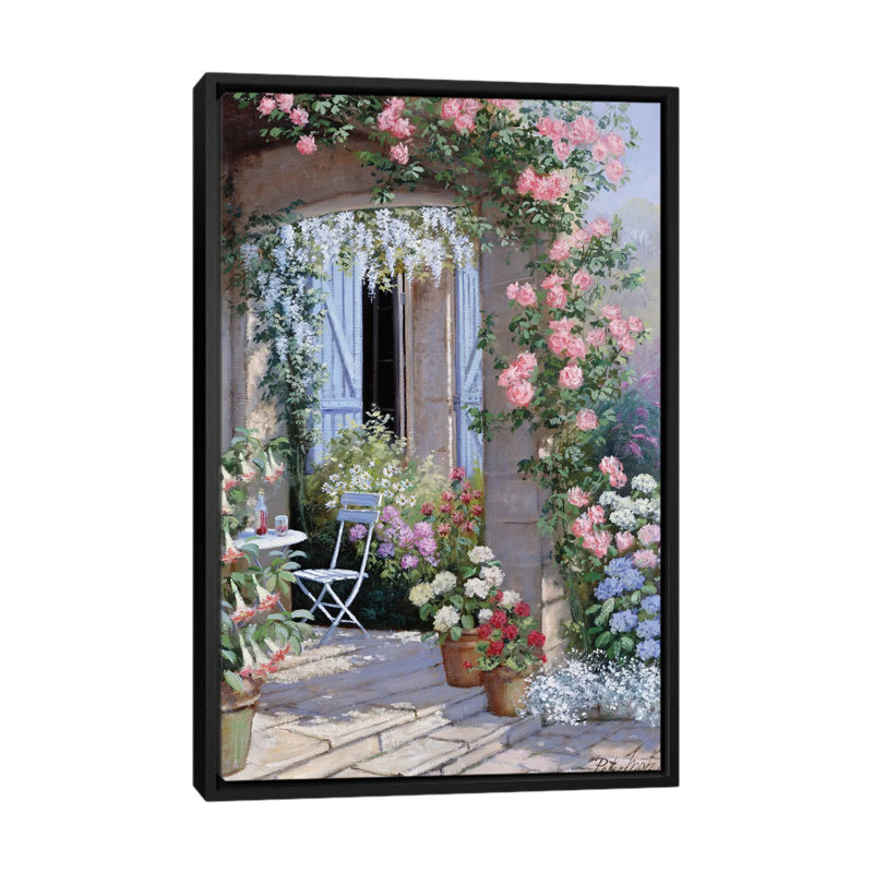 « fleur invitation », reproduction sur toile, H 26 po x l 18 po x P 1,5 po, Toile avec cadre noir, Pas de tapis