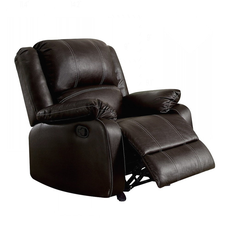 Hagar Upholstered Motion Recliner, Manual, Dark Brown