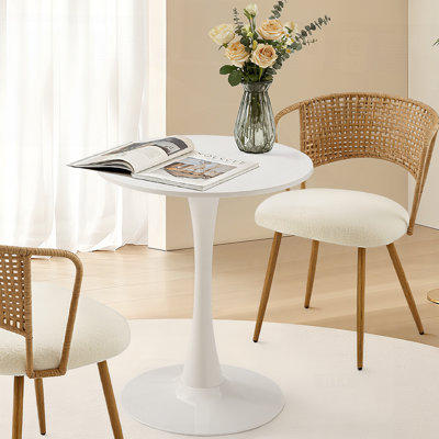 Table de salle à manger élégante avec base en tulipe et plateau en panneau de fibres à densité moyenne de 24 pouces pour les cuisines et les salles à manger modernes