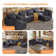 144.39" U-Shaped 6 Seats Modular Sectional Sofa with Storage Seats and Phone Holder and Console Table