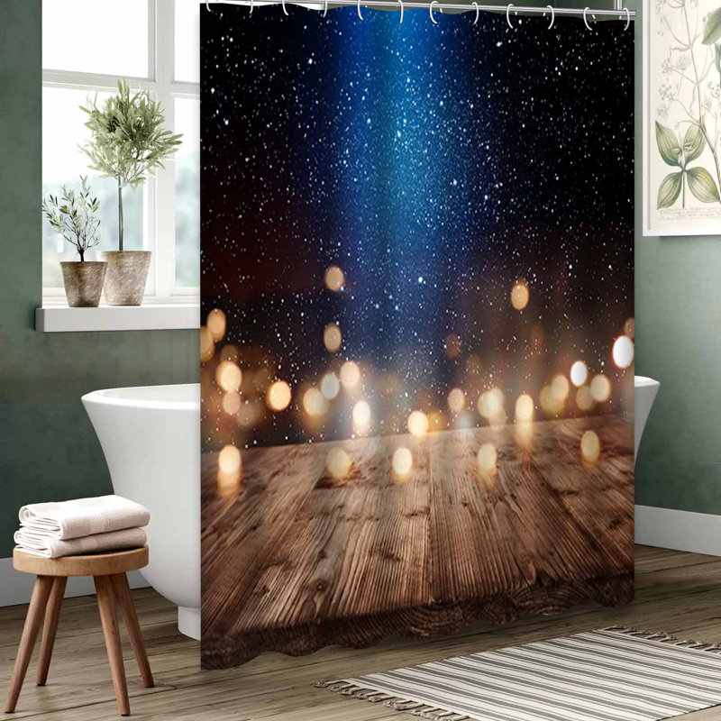 Rideau de douche bleu imperméable, rideaux de douche pour la salle de bain avec 12 crochets, L 72 po x l 72 po