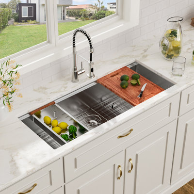 45" x 19" 16 Gauge Undermount Single Bowl Stainless Steel Workstation Kitchen Sink with Colander, Cutting Board, Strainer and Dish-Drying Rack