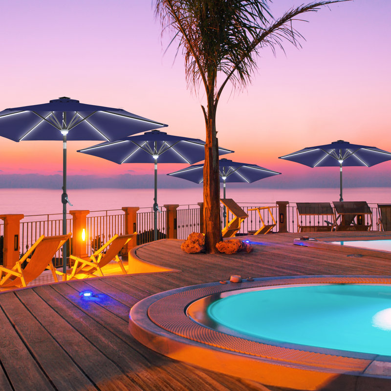 Parasol d'extérieur 108 "avec éclairage central 108", Bleu marine