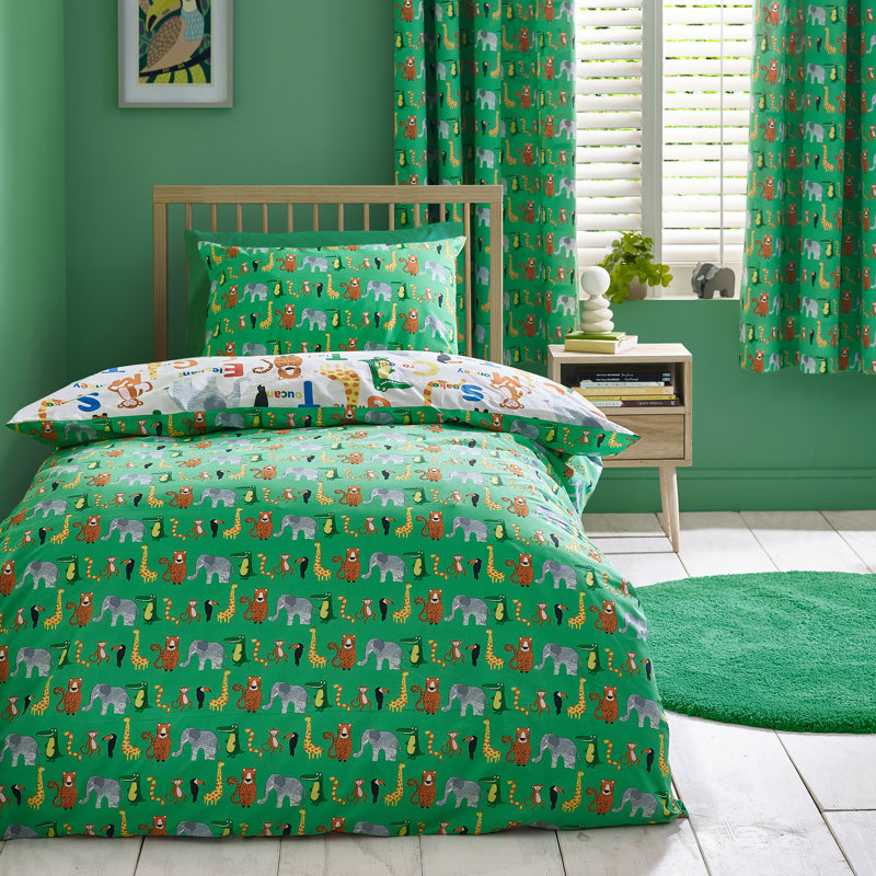 Animal Magic Reversible Duvet Cover Set, Single Duvet Cover + 1 Standard Pillowcase