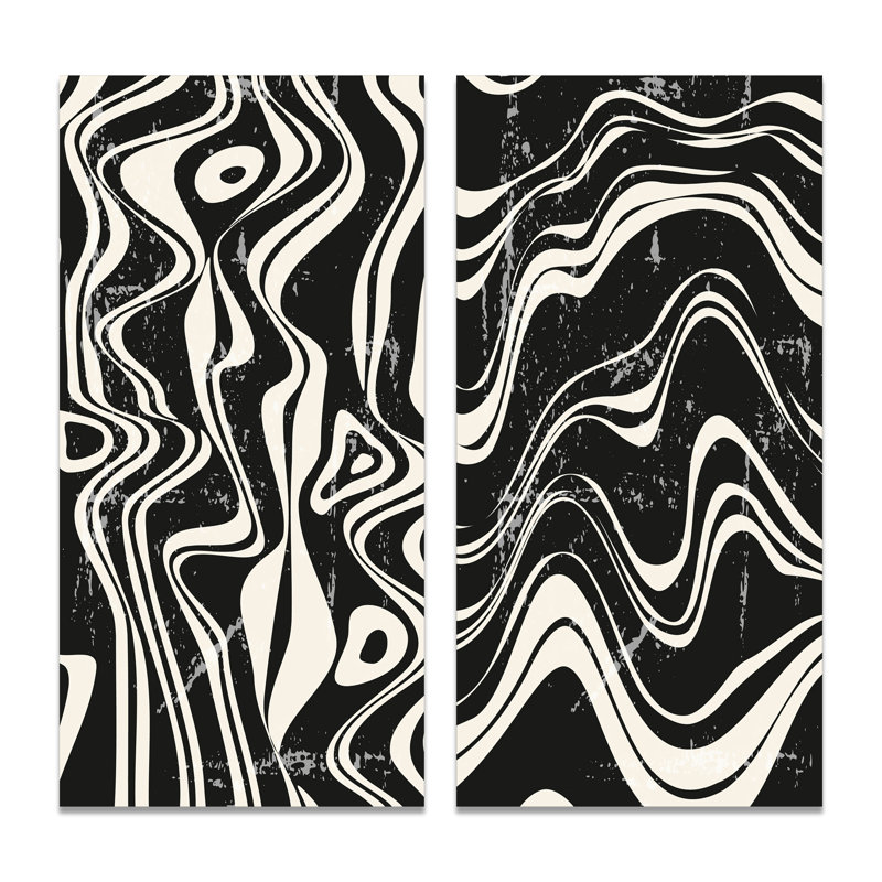 Ensemble de peintures monochromes 70S Minimal Geometrics II - 2 pièces, Toile tendue, H 20 po x l 24 po x P 1 po