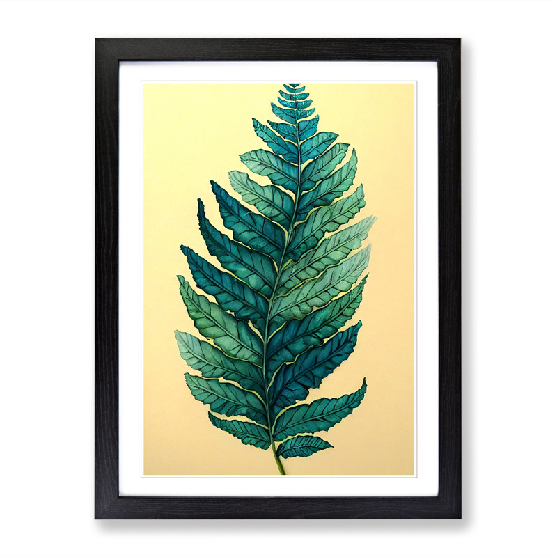 Retro Fern Leaf Vol.1 1 Piece Single Picture Frame Wall Art, 64cm H x 46cm W x 2cm D, Black