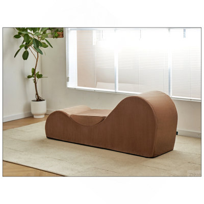 Chaise longue de détente Solace, conception ergonomique avec noyau en mousse haute densité à la fois doux et ferme, housse amovible lavable à la machine, brun