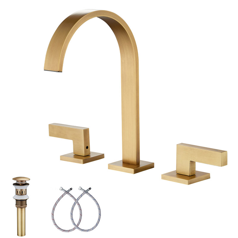 1666-Black Widespread Bathroom Sink Faucet, Antique Brass