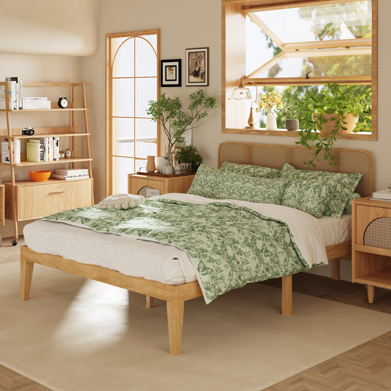 Low Profile Platform Bed With Rustic Style
