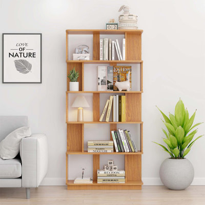 31.5" L X 64.56" H Free Combination Bookshelf Modern 5-Tier Open Storage Bookcase MDF Wood Display Shelving For Living Room Home Office Bedroom Decor Organizer, Media Storage Shelves